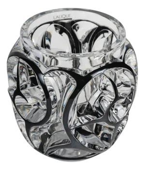 Vintage Swirl Vase in Black-Glazed Clear Crystal by Lalique Crystal, 1926