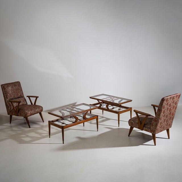 Mid-Century Modern Coffee Table, Wood and Glass, Italy, 1950s Design For Sale - Image 14 of 18