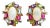 Bochic “Orient” Retro Opal, Ruby & Amethyst Earrings Set In 18K Gold & Silver, 2 pieces For Sale