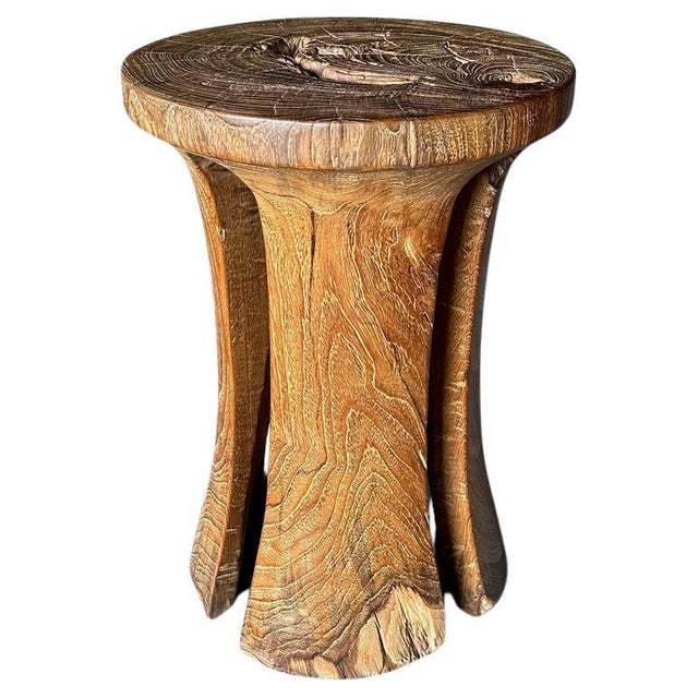 Andrianna Shamaris Sculptural Teak Wood Side Table or Pedestal For Sale - Image 15 of 18