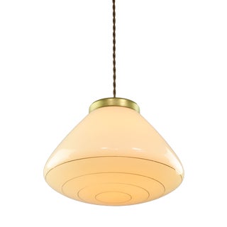 Mid-Century Modern Italian Yellow Glass and Brass Pendant Lamp, 1960s For Sale
