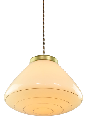 Mid-Century Modern Italian Yellow Glass and Brass Pendant Lamp, 1960s