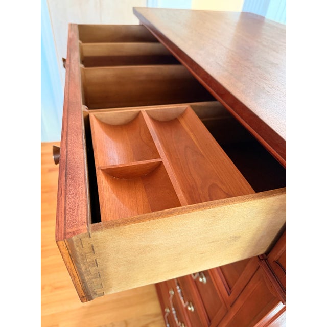 Mid 19th Century Henredon Walnut & Oak Mid-Century Tallboy Dresser – Refinishe For Sale - Image 5 of 7