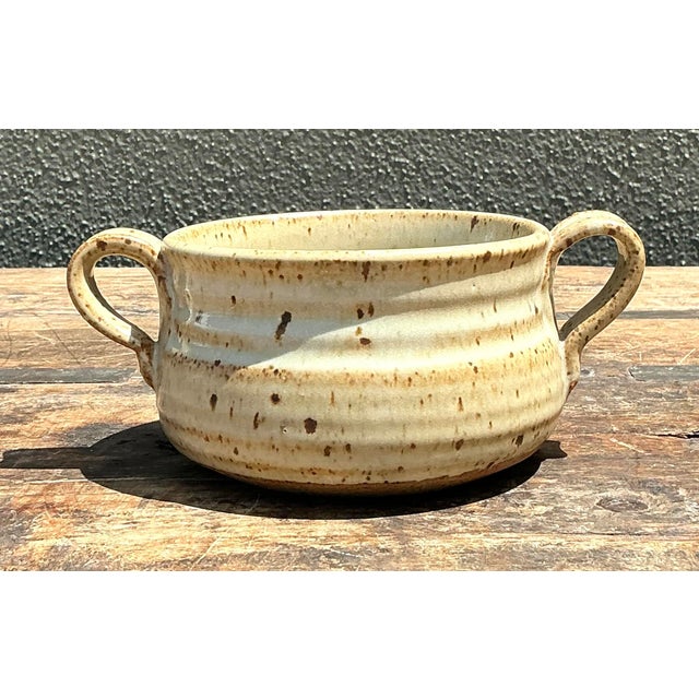 Vintage Original Studio Pottery Two Handle Bowl For Sale In West Palm - Image 6 of 12