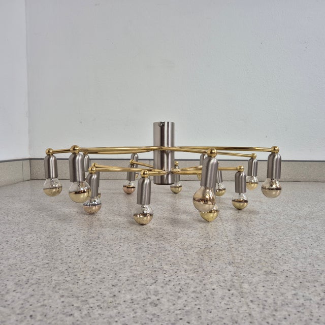 Metal Mid-Century 16-Arm Wall or Ceiling Light from TZ Schmitz, Germany, 1970s For Sale - Image 7 of 13