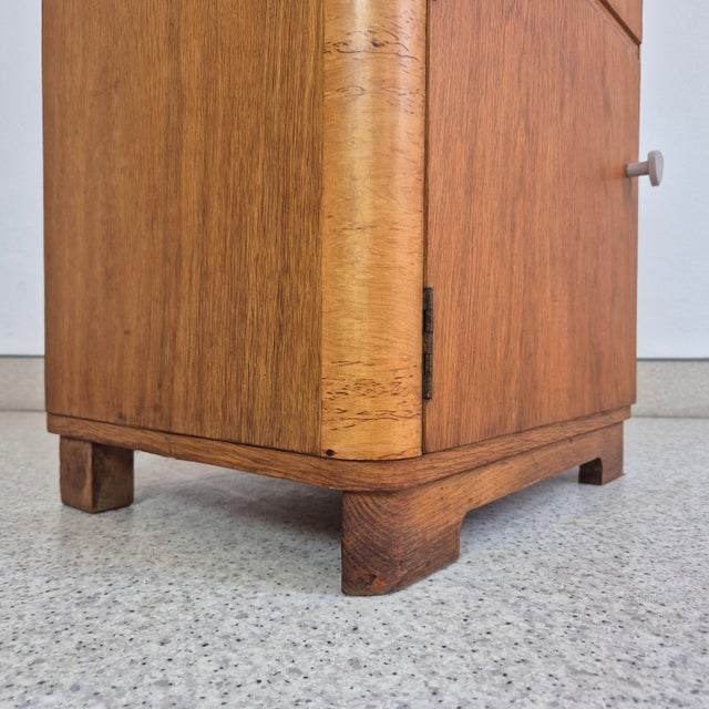 Small Art Deco Cabinet in Oak Veneer and Birch Burl, Germany, 1950s For Sale - Image 9 of 12
