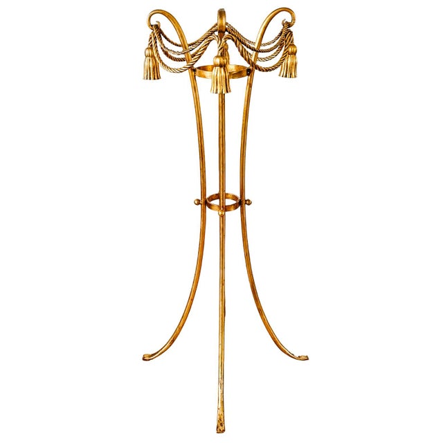 Gold 1960 Italian Florentine Gilt Metal Rope and Tassel Plant Stands - A Pair For Sale - Image 8 of 11