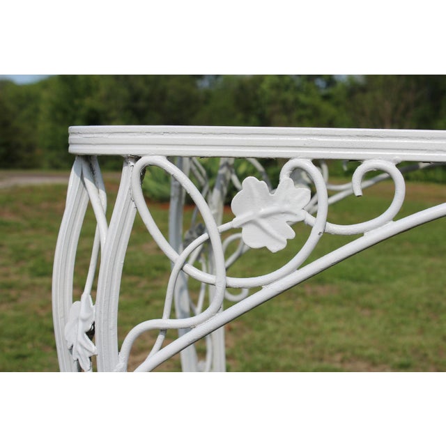 Wrought Iron Patio Set—Four Armchairs and a Table With a Glass Top For Sale - Image 13 of 18