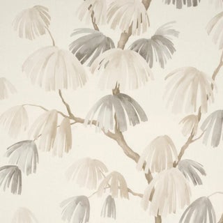 Schumacher X David Kaihoi Weeping Pine Fabric in Neutral For Sale