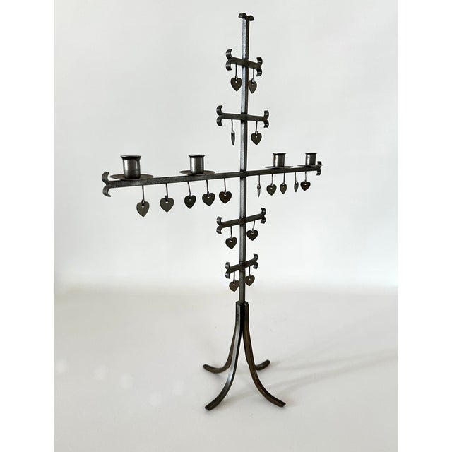 1960s 1960s Swedish Dangling Hearts Steel 4 Candle Candelabra by Gunnar Ander For Sale - Image 5 of 16