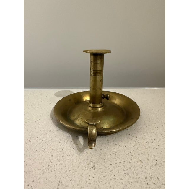 Victorian Antique Brass Push-Up Chamberstick Candle Holder For Sale - Image 3 of 6