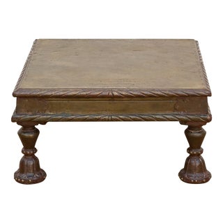 Antique Brass Laminate Bajot Table With Carved Legs For Sale