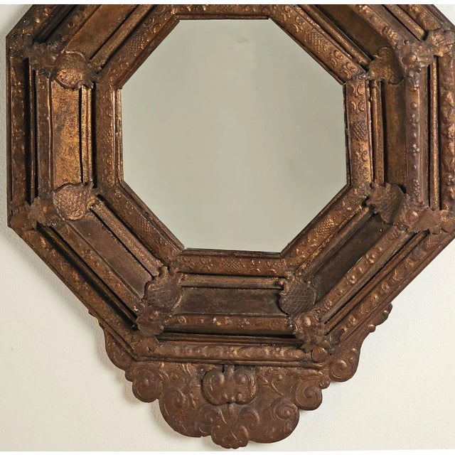 Baroque Style 19th-Century Dutch Copper Repoussé Mirror For Sale - Image 4 of 7
