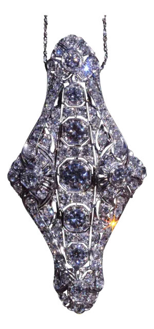 The Lydia: Platinum Converted Brooch Filigree Pendant with 5.30 Carat of Diamonds