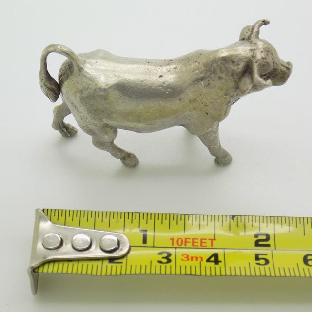 Vintage Italian Handmade Silver Bull Figurine, 1940s For Sale - Image 11 of 12