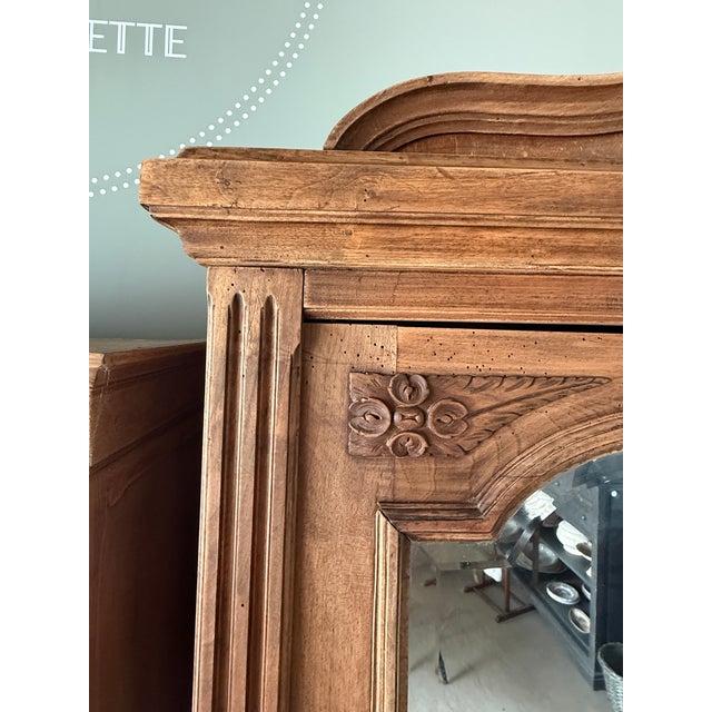 Wood Large Antique Louis XVI Style Wardrobe with Mirror, 1890s For Sale - Image 7 of 15