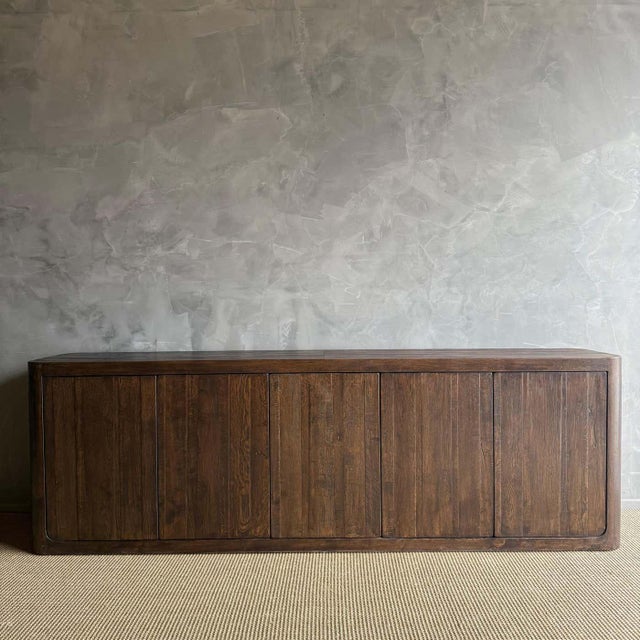Modern Solid Oak Sideboard or Cabinet With Push to Open Doors For Sale - Image 3 of 17