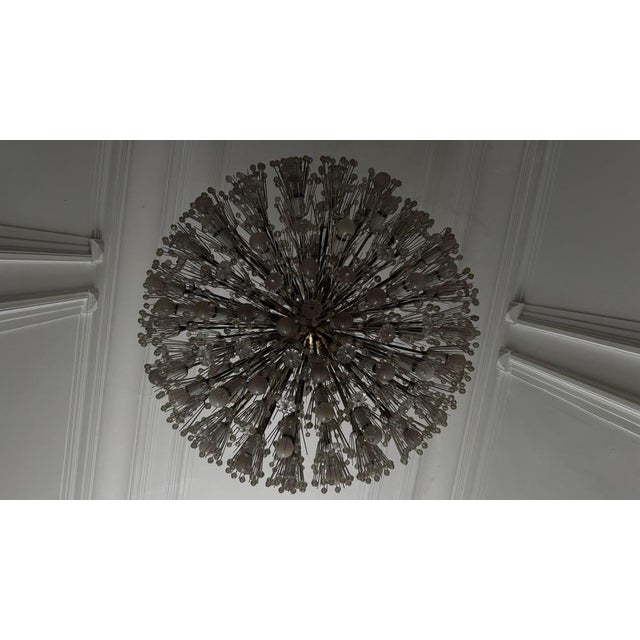 Large Oval Glass and Brass Flower Chandelier attributed to Emil Stejnar for Rupert Nikoll, Austria, 1950s For Sale - Image 16 of 18