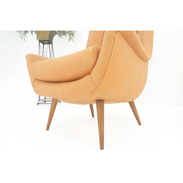 Lawrence Peabody Tapered Dowel Leg Lounge Chair Matching Ottoman New Upholstery For Sale - Image 6 of 18