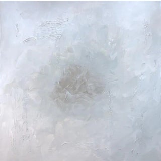 "White Flower" KR Moehr Large Original Abstract Neutral Art Painting For Sale