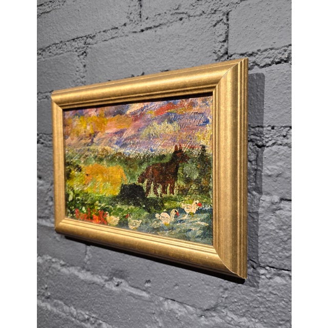 David Burliuk (1882-1967) Farm Scene at Twilight -Oil Painting For Sale - Image 9 of 11