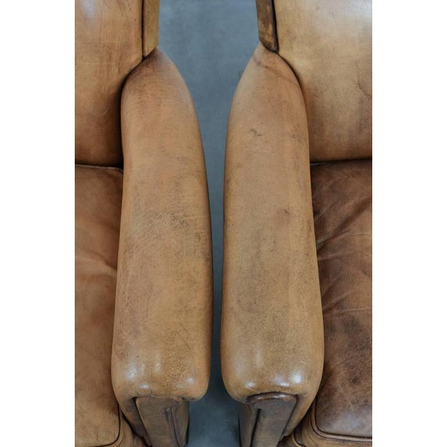 Brown Vintage Sheepskin Armchairs, Set of 2 For Sale - Image 8 of 18
