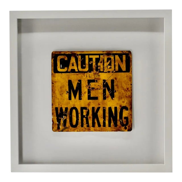 Vintage Men Working Sign, Framed as Art For Sale