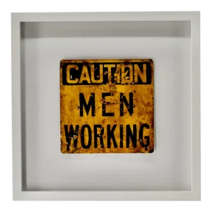 Vintage Men Working Sign, Framed as Art