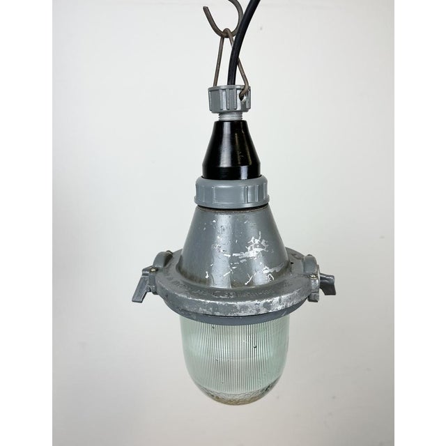Industrial Grey Pendant Light, Former USSR, 1960s For Sale - Image 9 of 16
