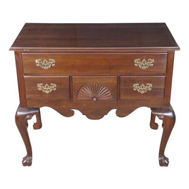 1980 Ethan Allen Georgian Court Cherry Lowboy Console Table Hall Chest 11-9205 For Sale