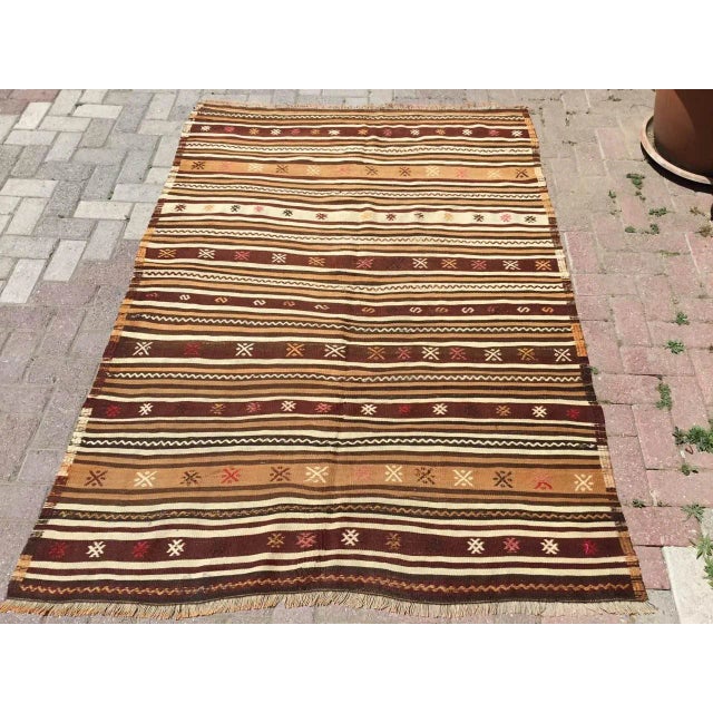 1960s Earth Toned Kilim Rug - 55" X 77" For Sale - Image 10 of 10