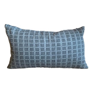Rectangular Lumbar Pillow with Indigo & Black Dots For Sale