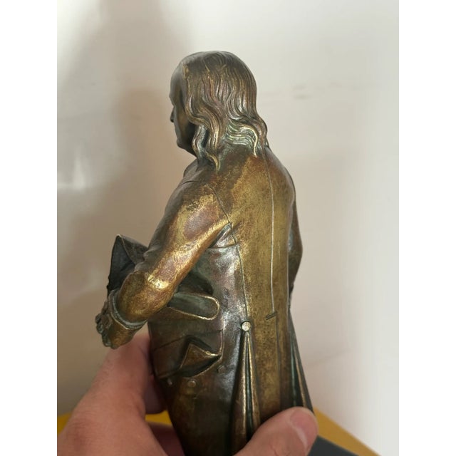 Early 19th Century 19th Century Gilt Bronze Portrait Sculpture of Benjamin Franklin Circa 1830s For Sale - Image 5 of 14