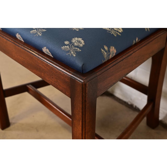 Brown Baker Furniture Style Georgian Carved Mahogany Side Chairs or Dining Chairs, Pair For Sale - Image 8 of 12