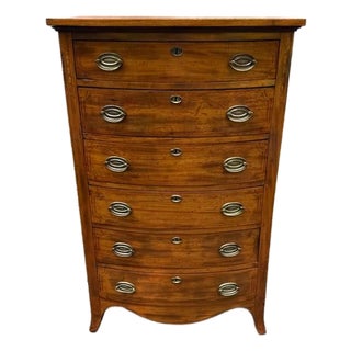 Early 20th Century Regency Style Tall Boy Bow Front Chest of Drawers For Sale