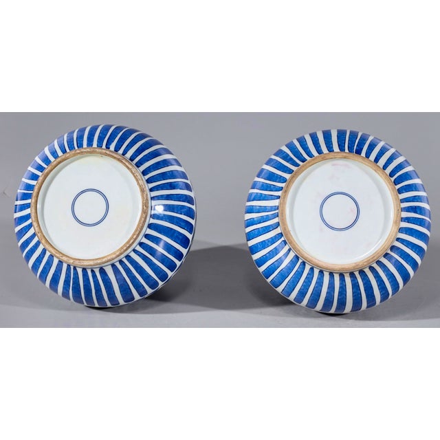 Chinese Late 20th-C. Chinese Export Blue and White Pottery Vessels / Vases - Pair For Sale - Image 3 of 6