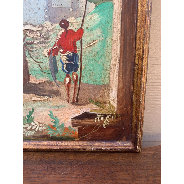 Late 19th Century Italian Capriccio Landscape Painting in Shaped Gilt Frame For Sale - Image 5 of 9