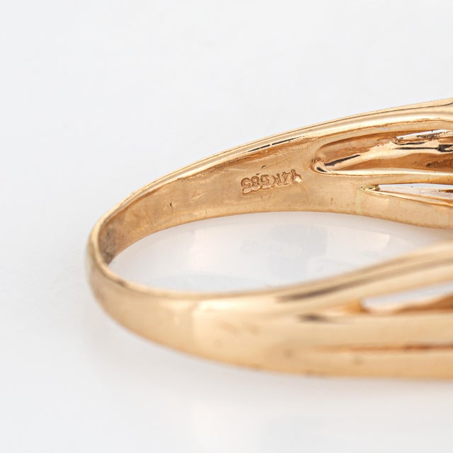 90s Vintage Diamond Crossover Ring Sz 9 14k Yellow Gold Double Row Bypass Band For Sale In Los Angeles - Image 6 of 7