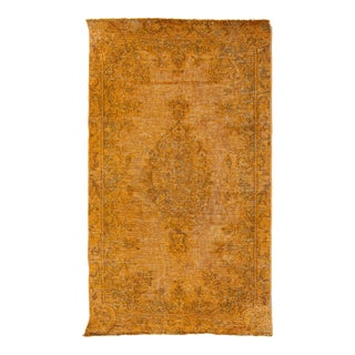 3 X 4 Orange Handmade Persian Overdyed Wool Rug With Medallion Motif For Sale
