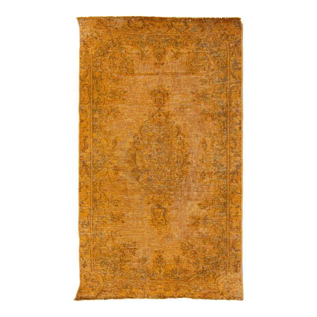 3 X 4 Orange Handmade Persian Overdyed Wool Rug With Medallion Motif For Sale