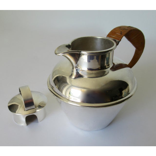 English C.1890's - C.1910 Anglo-Indian Sheffield English L. B. S. Co.Silver Plate Wrapped Wicker-Handled Single Tea Pot Server For Sale - Image 3 of 12