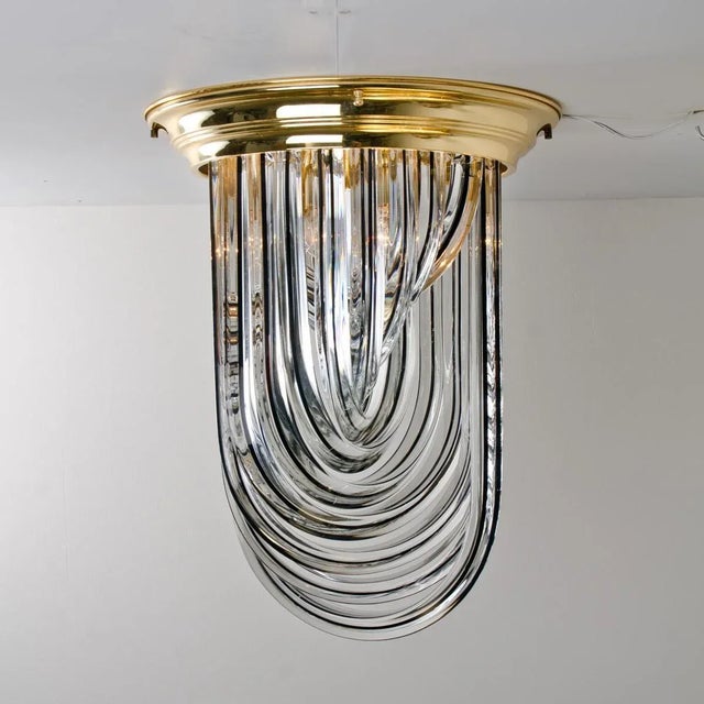 Metal Brass and Curve Glass Flush Mount with Black Stripe from Venini, 1960s For Sale - Image 7 of 16