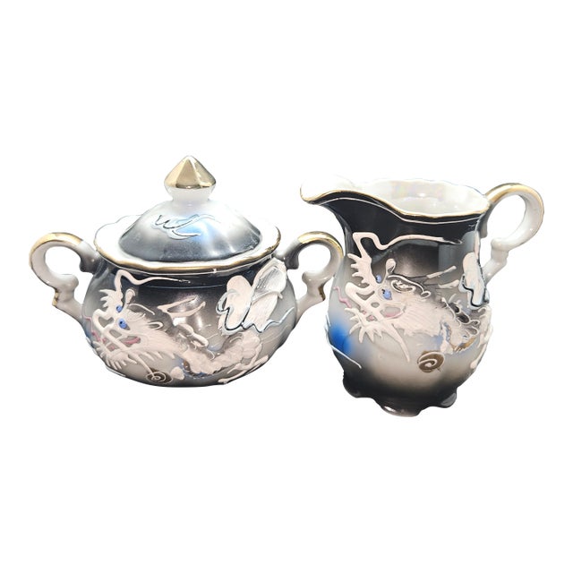 Vintage Lucky Moriage Dragonware Sugar and Creamer Set Made in Japan For Sale
