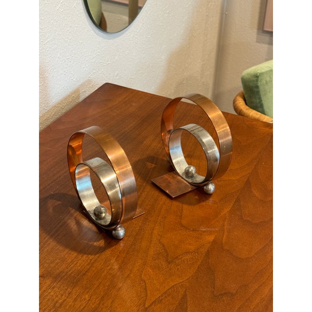 A Pair of Modernist Art Deco Metal Bookends by Walter Von Nessen, Circa 1930s For Sale - Image 12 of 12
