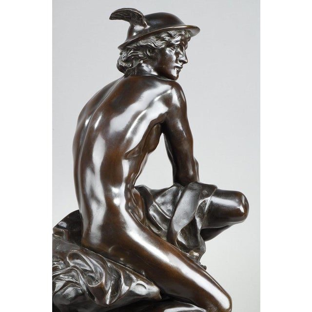 Metal After Pigalle, Mercure Attachant Ses Talonnières, 19th Century, Large Bronze For Sale - Image 7 of 18