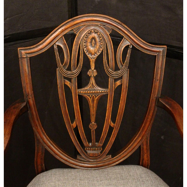 Late 18th Century C. 1790 English Hepplewhite Design Shield Back Arm Chair For Sale - Image 5 of 6