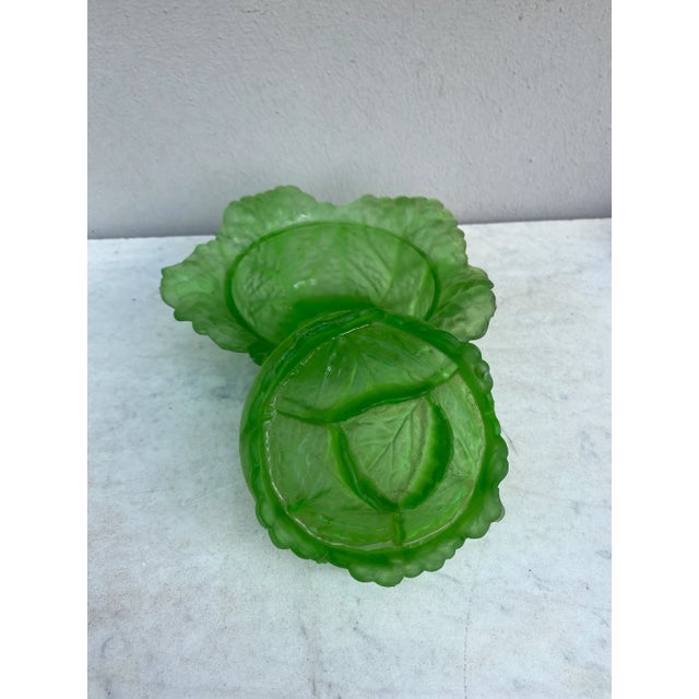 French Green Glass Cabbage Box Circa 1970 For Sale - Image 4 of 7