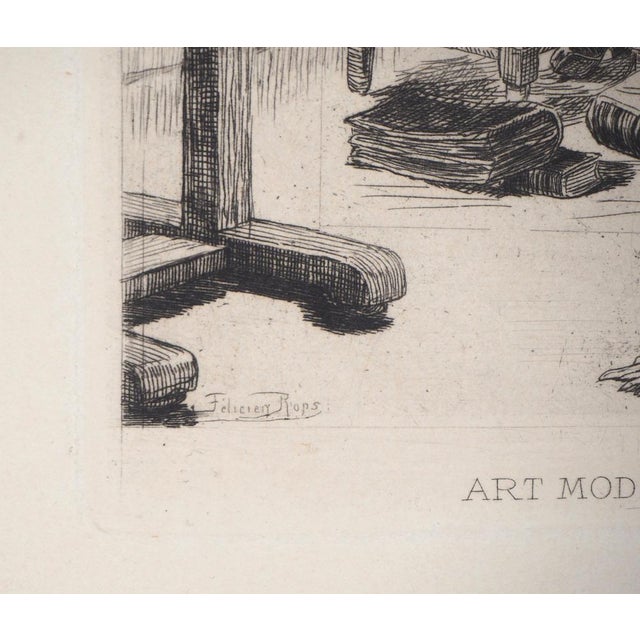 Félicien Rops, The Artist, Original Signed Etching For Sale - Image 6 of 8