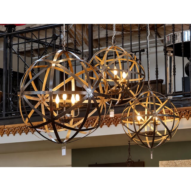 Modern Meridian Iron Orb Strap Chandelier For Sale In Los Angeles - Image 6 of 6