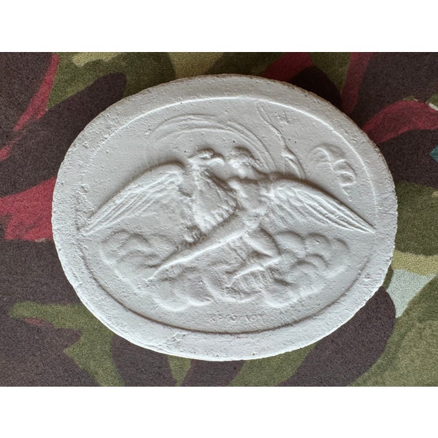 Vintage Uk Grand Tour Plaster Intaglio Replica in Bamboo Frame For Sale - Image 4 of 8